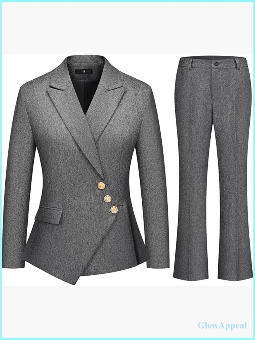 2-Piece Blazer & Bootcut Pants Set Slim Fit Work Office Suit